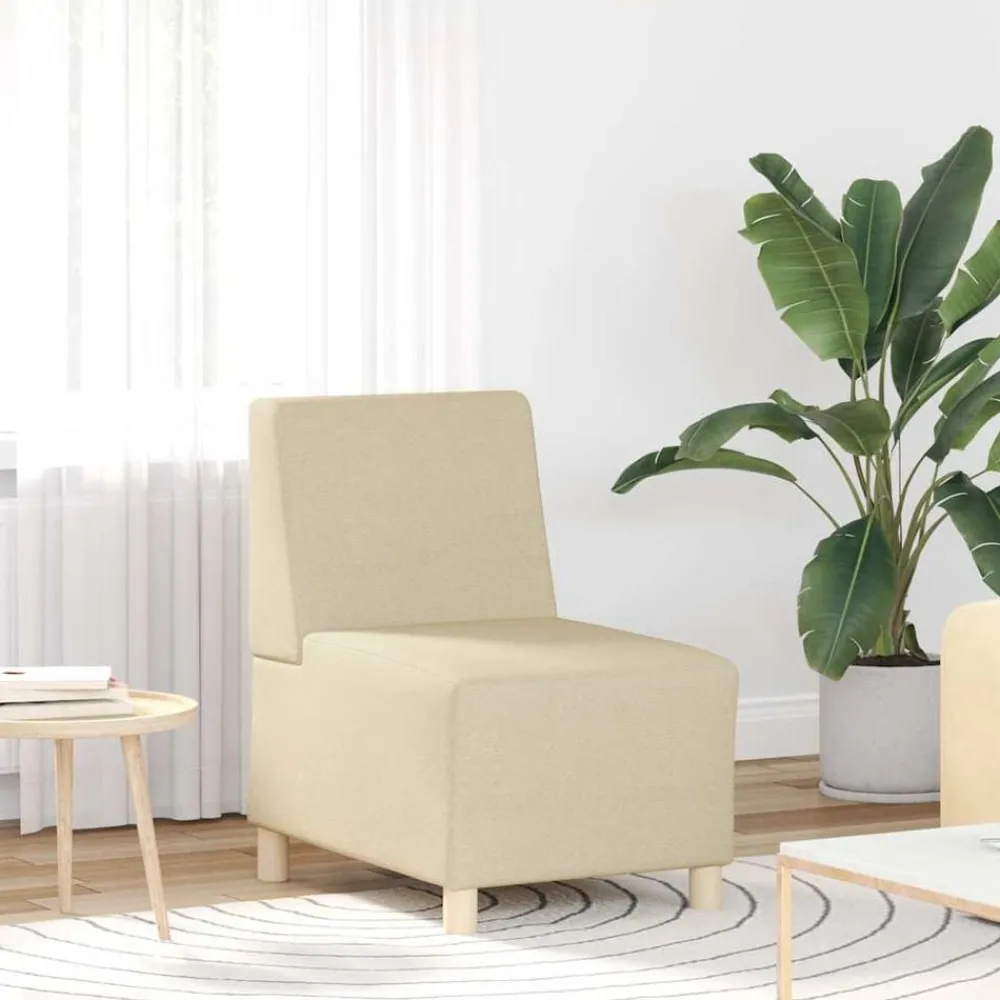 Canapés-vidaXL Canapé modulaire sans accoudoirs Crème 55 cm Tissu Crème
