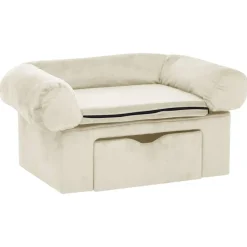 vidaXL Canapé pour chien avec tiroir Crème 75x50x38 cm Peluche