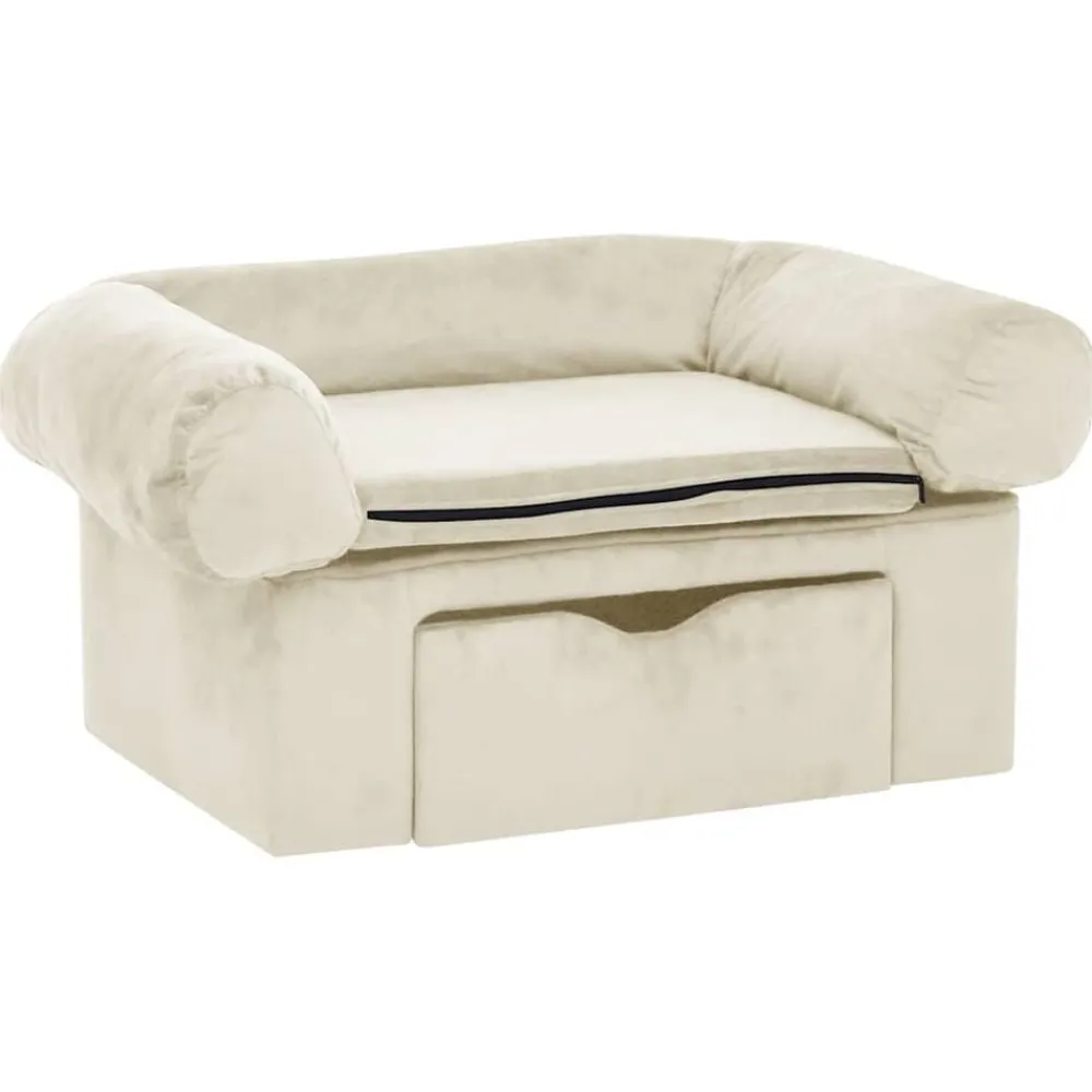 vidaXL Canapé pour chien avec tiroir Crème 75x50x38 cm Peluche
