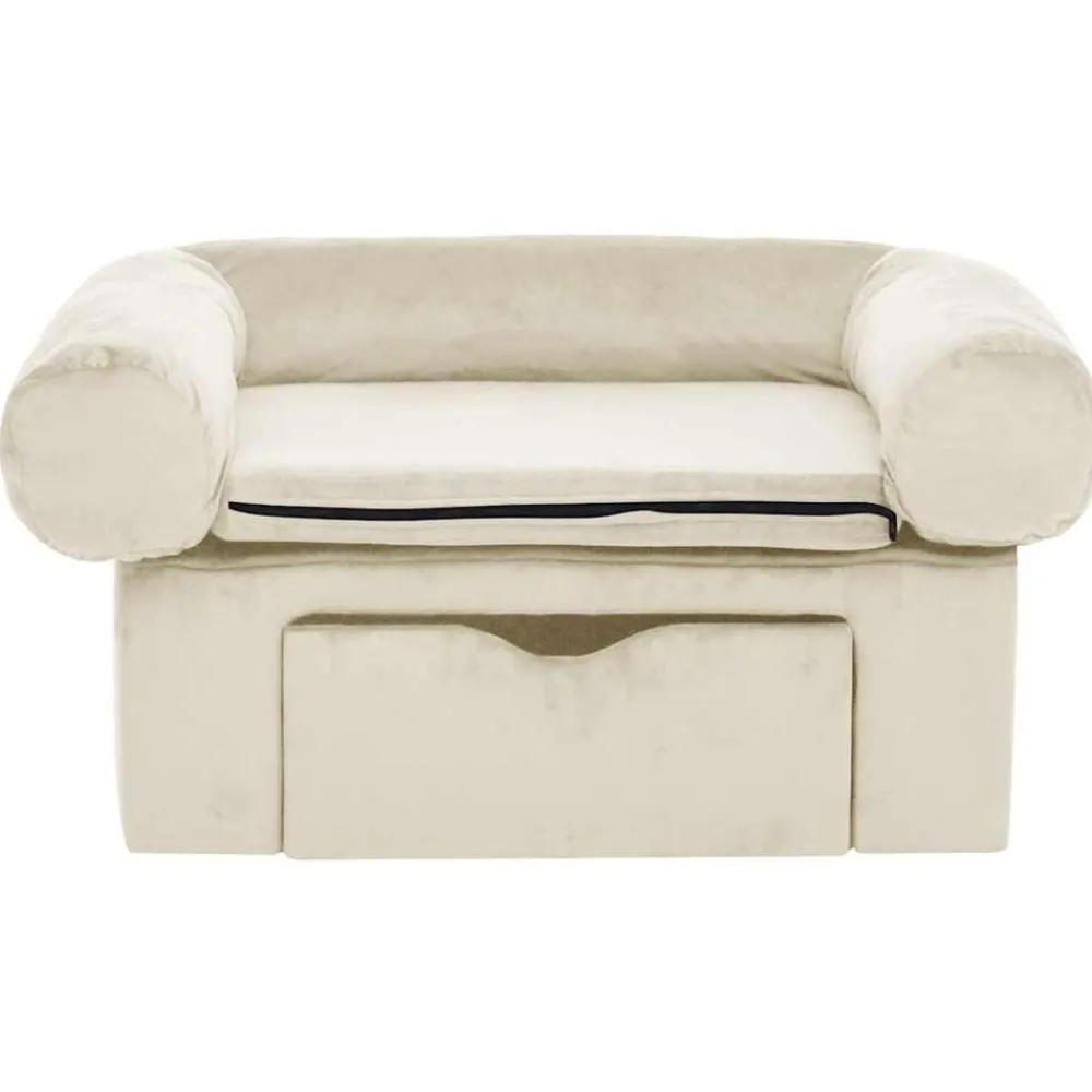 vidaXL Canapé pour chien avec tiroir Crème 75x50x38 cm Peluche