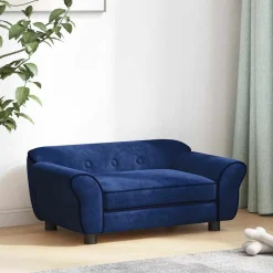 Articles Pour Animaux De Compagnie-vidaXL Canapé pour chien 72x45x30 cm Peluche Bleu