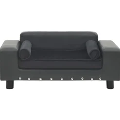 Articles Pour Animaux De Compagnie-vidaXL Canapé pour chien 81x43x31 cm Peluche et similicuir Gris foncé
