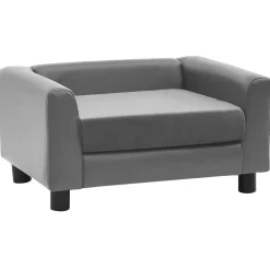 Articles Pour Animaux De Compagnie-vidaXL Canapé pour chien 60x43x30 cm Peluche et similicuir Gris