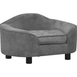 Articles Pour Animaux De Compagnie-vidaXL Canapé pour chien 67x47x36 cm Peluche Gris