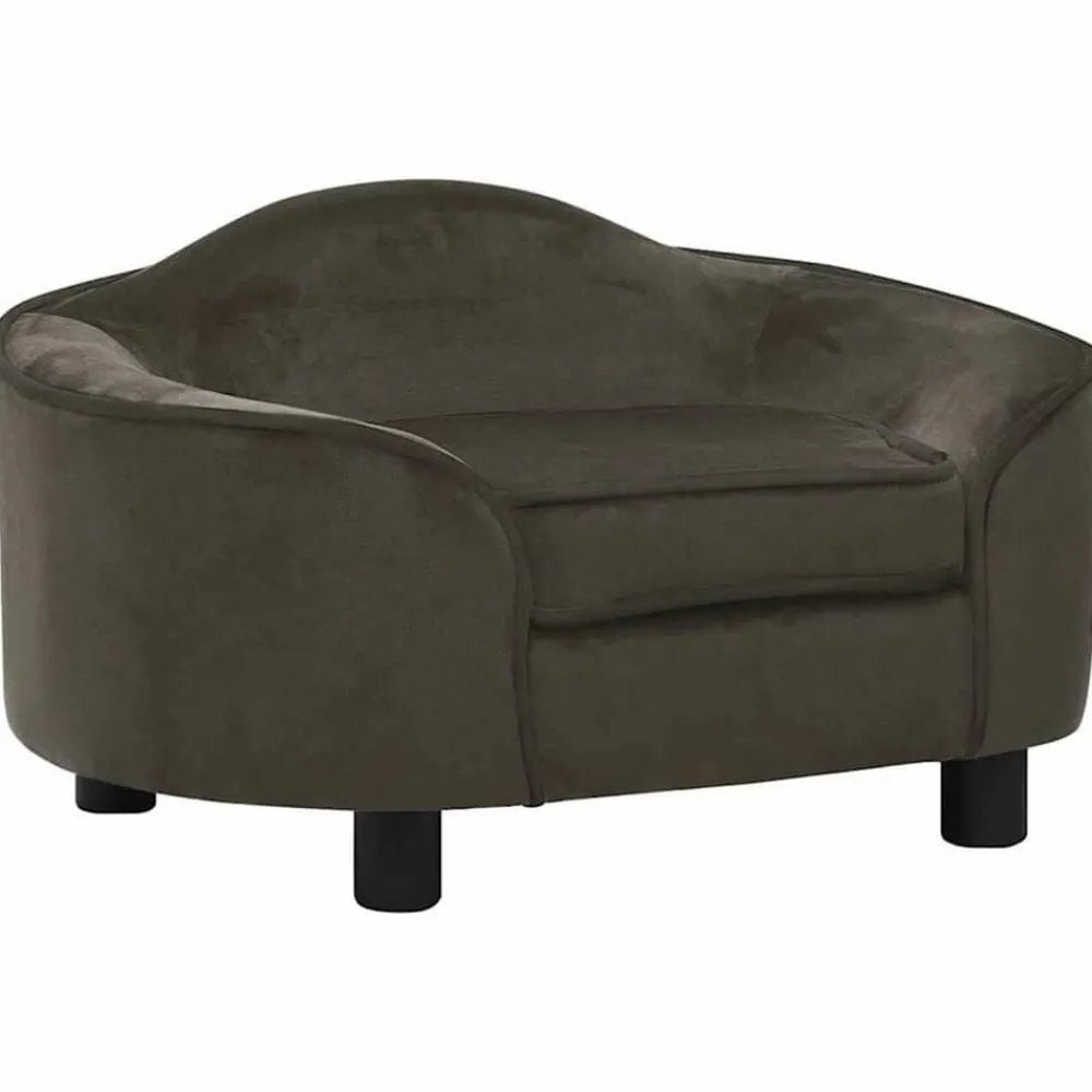 Articles Pour Animaux De Compagnie-vidaXL Canapé pour chien 67x47x36 cm Peluche Gris foncé