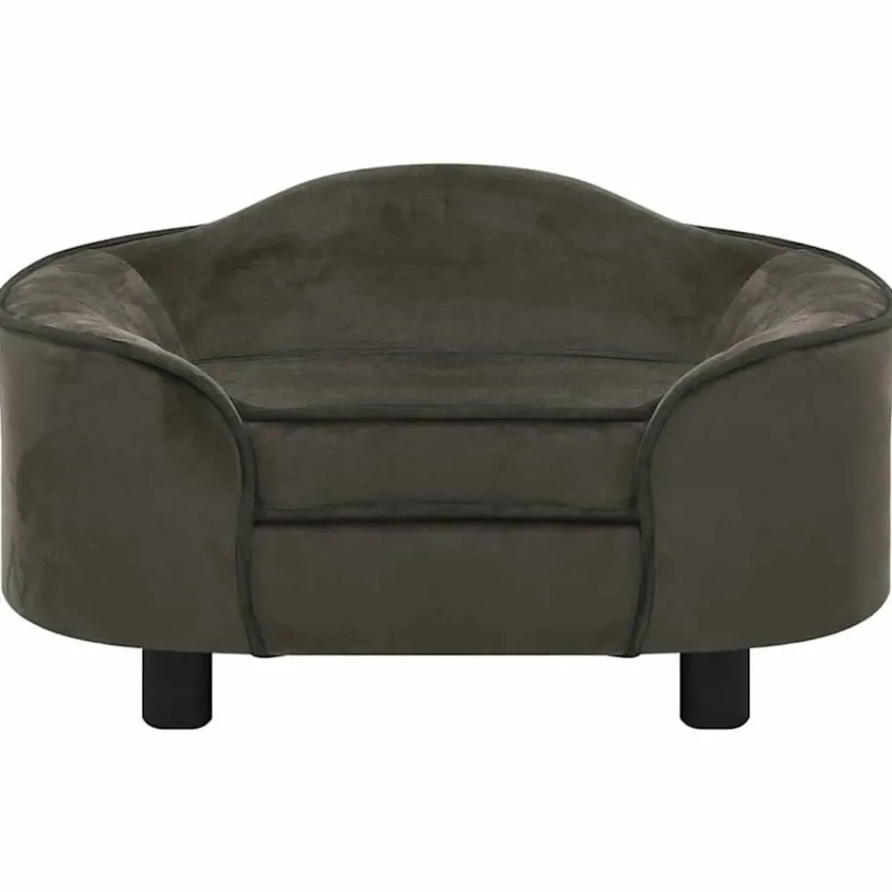 Articles Pour Animaux De Compagnie-vidaXL Canapé pour chien 67x47x36 cm Peluche Gris foncé