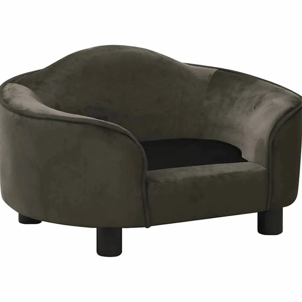 Articles Pour Animaux De Compagnie-vidaXL Canapé pour chien 67x47x36 cm Peluche Gris foncé