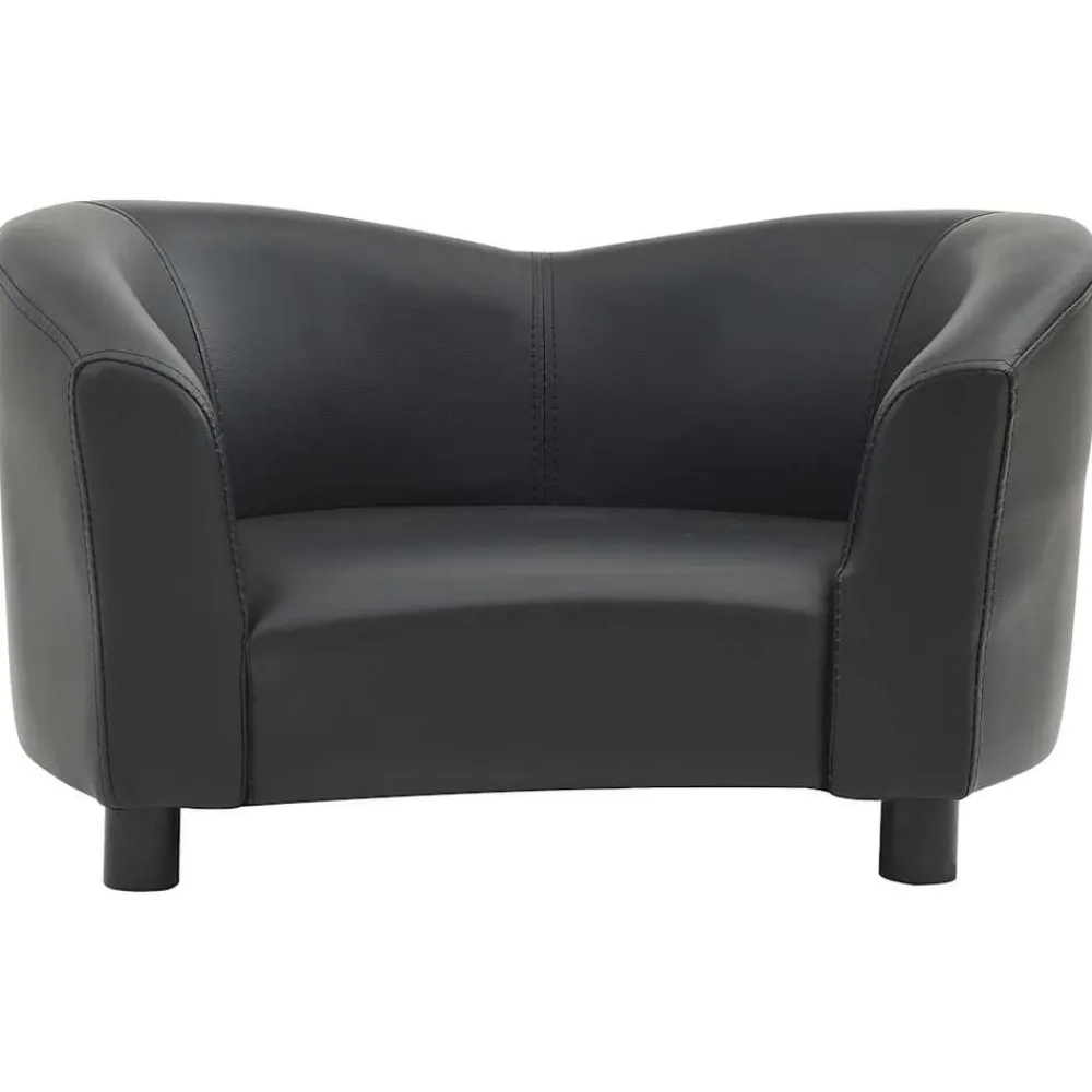 Articles Pour Animaux De Compagnie-vidaXL Canapé pour chien 67x41x39 cm Similicuir Noir