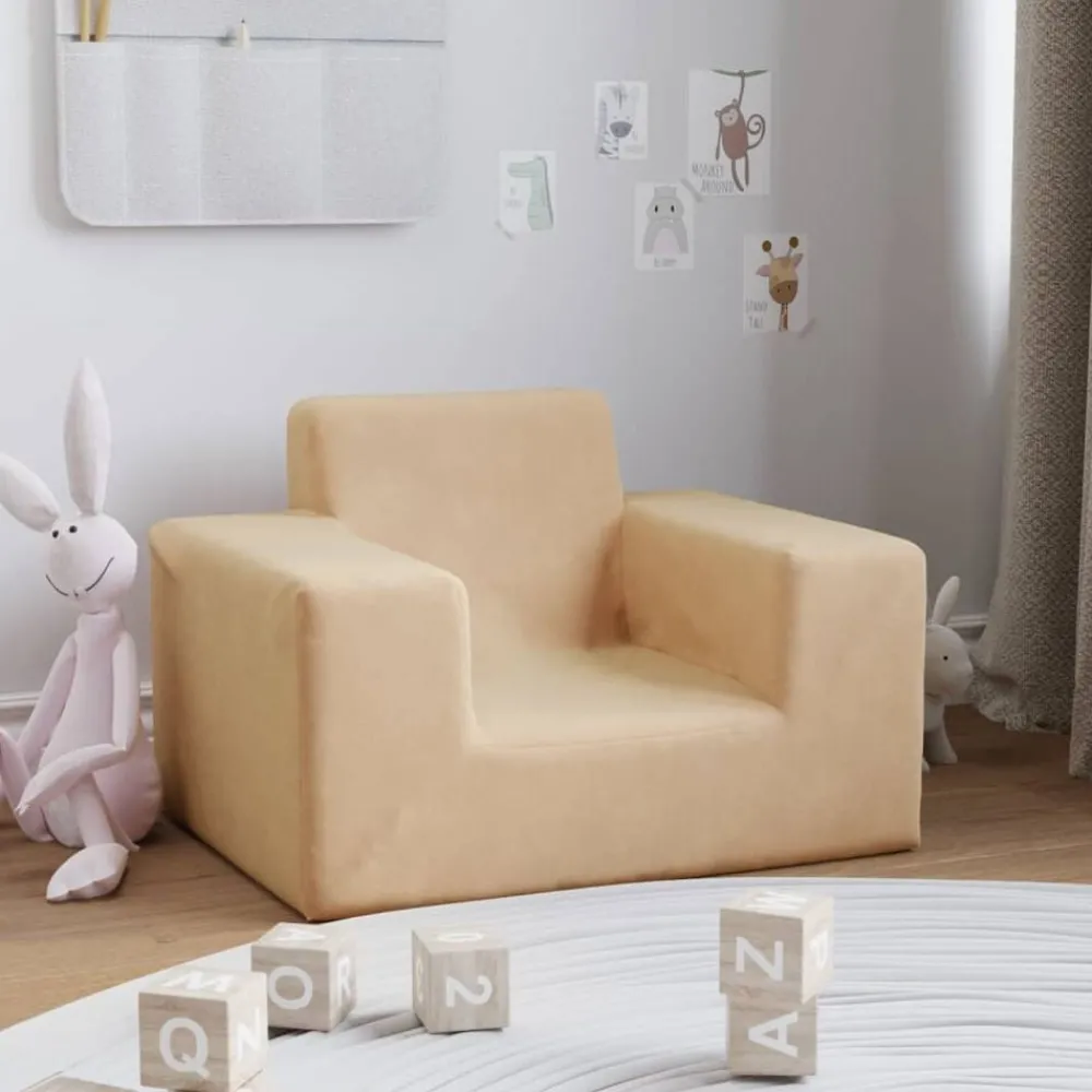 Mobilier Pour Bébés & Tout-Petits-vidaXL Canapé pour enfants Crème Peluche douce Crème