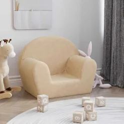 vidaXL Canapé pour enfants crème peluche douce