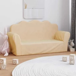 Mobilier Pour Bébés & Tout-Petits-vidaXL Canapé pour enfants 2 places crème peluche douce Cr&egrave;me