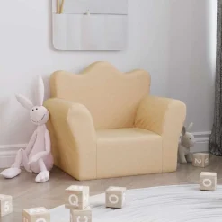 Mobilier Pour Bébés & Tout-Petits-vidaXL Canapé pour enfants crème peluche douce Cr&egrave;me
