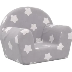 vidaXL Canapé pour enfants gris clair avec étoiles peluche douce