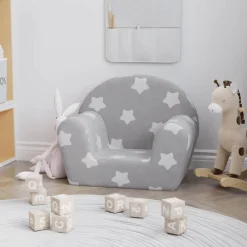 vidaXL Canapé pour enfants gris clair avec étoiles peluche douce