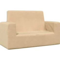 Mobilier Pour Bébés & Tout-Petits-vidaXL Canapé pour enfants à 2 places Crème Peluche douce Cr&egrave;me