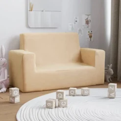 Mobilier Pour Bébés & Tout-Petits-vidaXL Canapé pour enfants à 2 places Crème Peluche douce Cr&egrave;me
