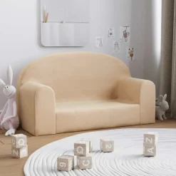 Mobilier Pour Bébés & Tout-Petits-vidaXL Canapé pour enfants 2 places crème peluche douce Cr&egrave;me