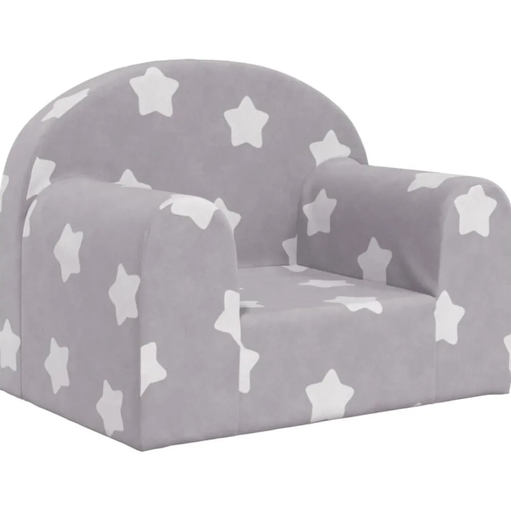 Mobilier Pour Bébés & Tout-Petits-vidaXL Canapé pour enfants gris clair avec étoiles peluche douce Gris clair et blanc