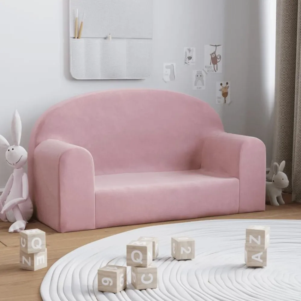 Mobilier Pour Bébés & Tout-Petits-vidaXL Canapé pour enfants 2 places peluche douce Rose