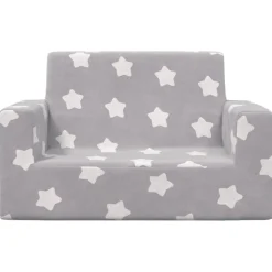 vidaXL Canapé pour enfants à 2 places Gris clair étoiles Peluche douce