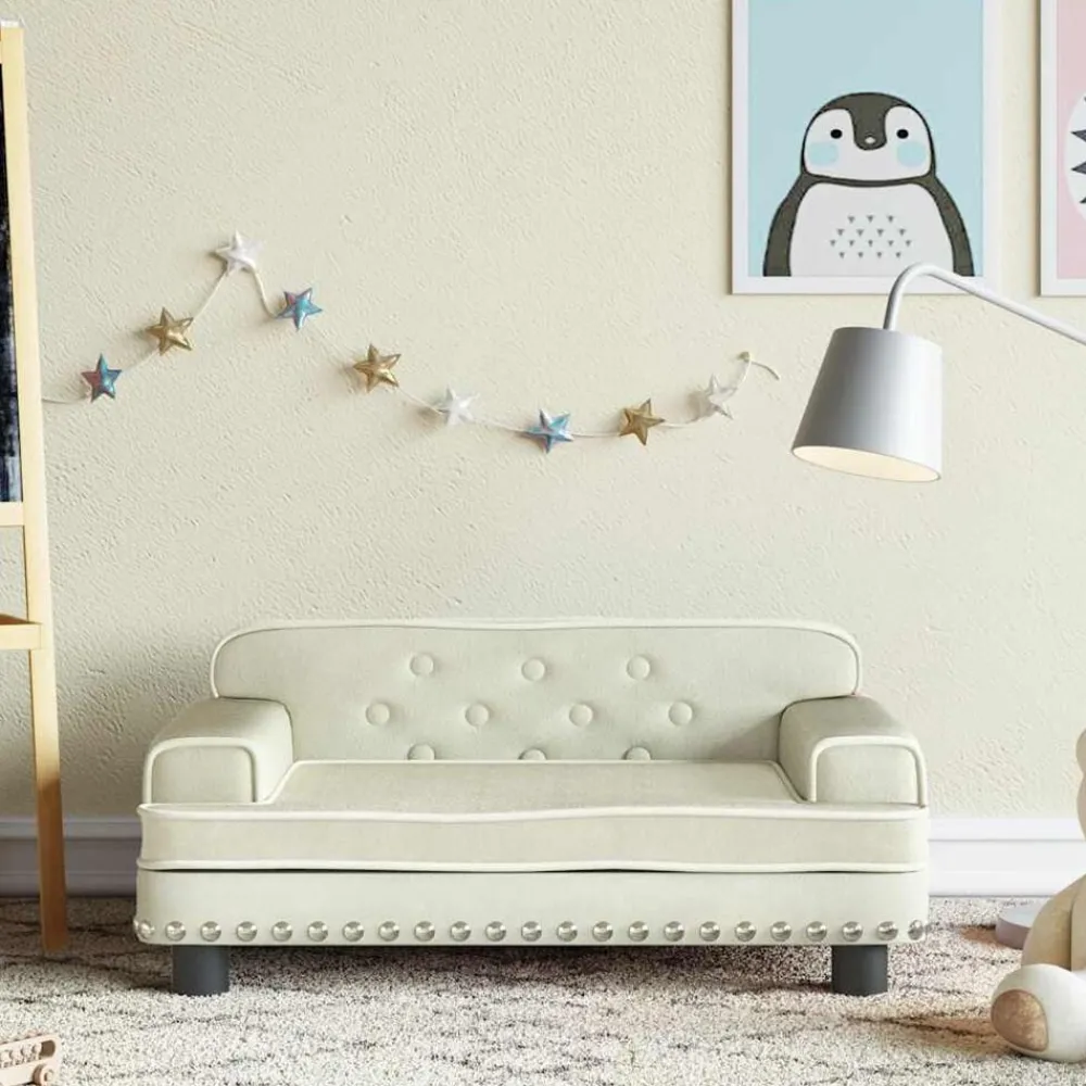 vidaXL Canapé pour enfants crème 70x45x30 cm velours