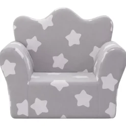 Mobilier Pour Bébés & Tout-Petits-vidaXL Canapé pour enfants gris clair avec étoiles peluche douce Gris clair et blanc