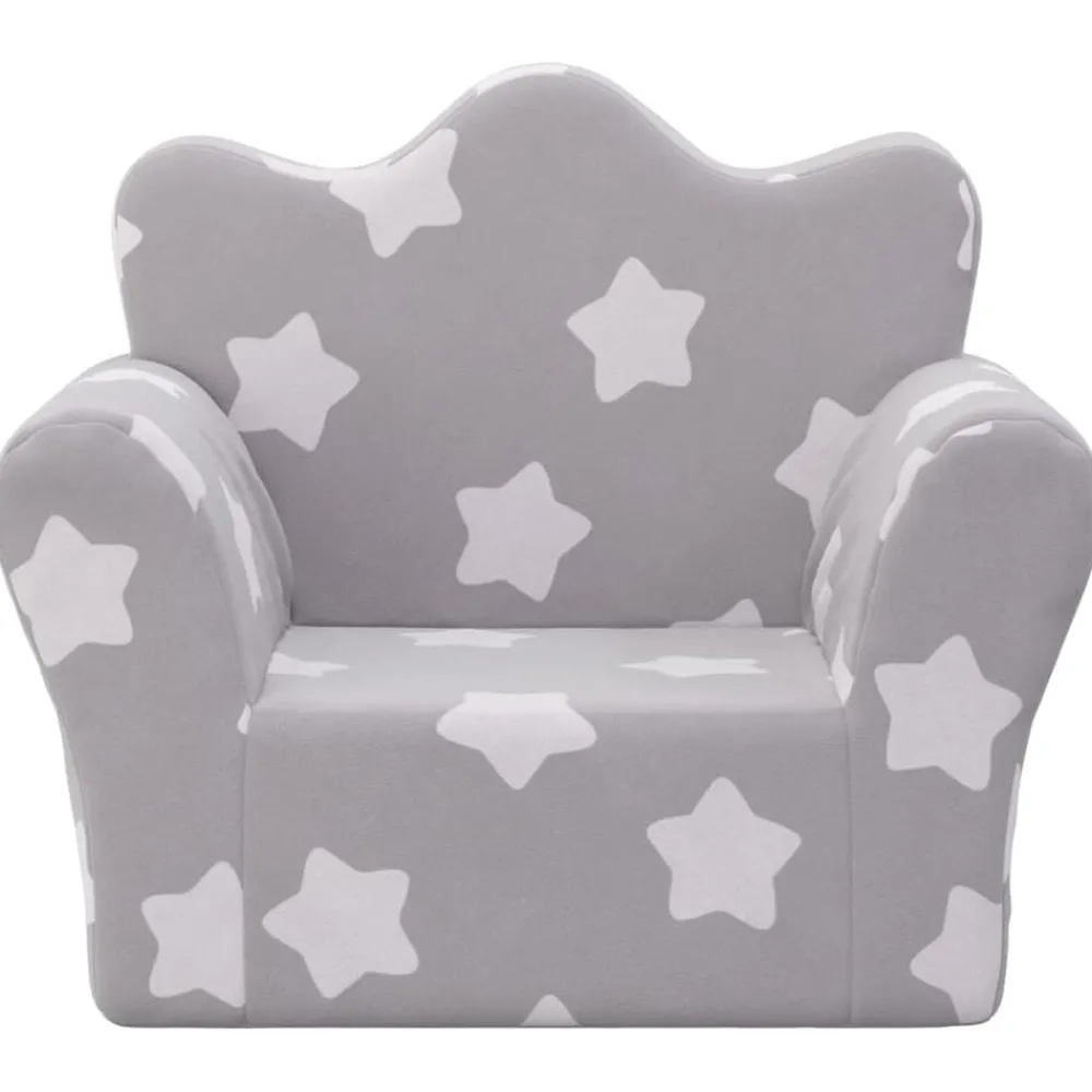 Mobilier Pour Bébés & Tout-Petits-vidaXL Canapé pour enfants gris clair avec étoiles peluche douce Gris clair et blanc