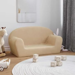 vidaXL Canapé pour enfants 2 places crème peluche douce