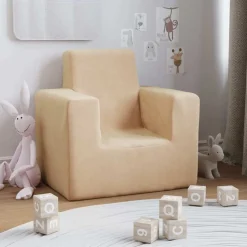 vidaXL Canapé pour enfants Crème Peluche douce