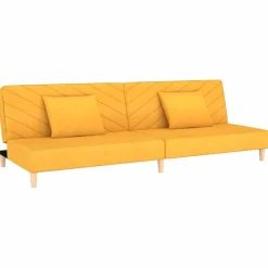 Canapés-vidaXL Canapé-lit à 2 places avec deux oreillers tissu Jaune