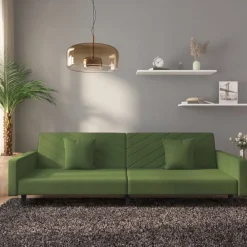 vidaXL Canapé-lit à 2 places avec deux oreillers Velours