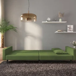 vidaXL Canapé-lit à 2 places avec deux oreillers Velours