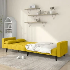 vidaXL Canapé-lit à 2 places avec deux oreillers Velours