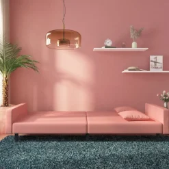 vidaXL Canapé-lit à 2 places avec deux oreillers Velours