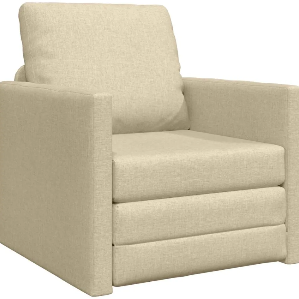Canapés-vidaXL Canapé-lit 2 en 1 crème 112x174x55 cm tissu Crème