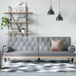 vidaXL Canapé-lit avec accoudoirs tissu
