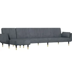 Canapés-vidaXL Canapé-lit en forme de L gris 275x140x70 cm velours Gris foncé