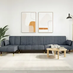Canapés-vidaXL Canapé-lit en forme de L gris 275x140x70 cm velours Gris foncé