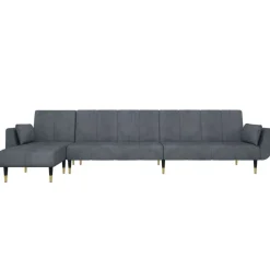 Canapés-vidaXL Canapé-lit en forme de L gris 275x140x70 cm velours Gris foncé