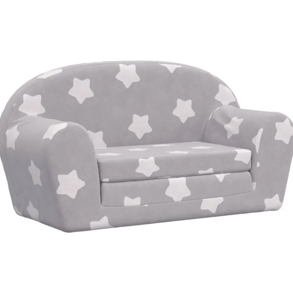 Mobilier Pour Bébés & Tout-Petits-vidaXL Canapé-lit enfant 2 places gris clair étoiles peluche douce Gris clair et blanc