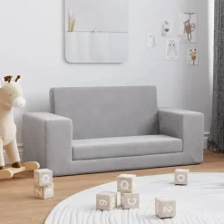 vidaXL Canapé-lit enfants 2 places peluche douce