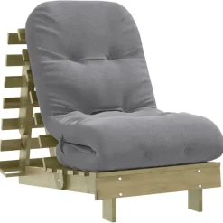 Futons-vidaXL Canapé-lit futon avec matelas 60x206x11 cm bois de pin imprégné Naturel impregné