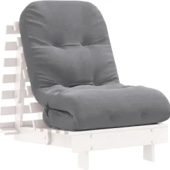 Futons-vidaXL Canapé-lit futon avec matelas 60x206x11 cm bois massif de pin Blanc