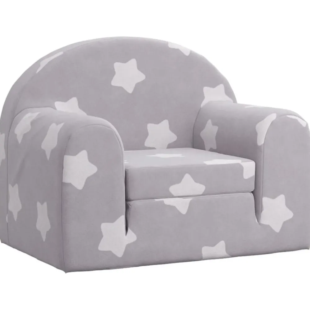 Mobilier Pour Bébés & Tout-Petits-vidaXL Canapé-lit pour enfants gris clair avec étoiles peluche douce Gris clair et blanc