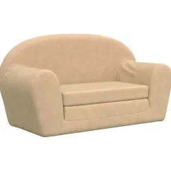 vidaXL Canapé-lit pour enfants 2 places crème peluche douce