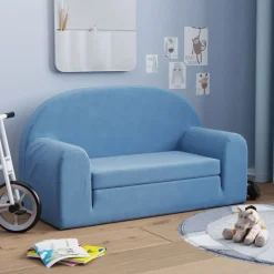 vidaXL Canapé-lit pour enfants 2 places peluche douce
