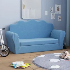 vidaXL Canapé-lit pour enfants 2 places peluche douce
