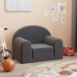 Mobilier Pour Bébés & Tout-Petits-vidaXL Canapé-lit pour enfants peluche douce Anthracite