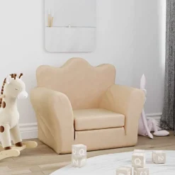 vidaXL Canapé-lit pour enfants crème peluche douce