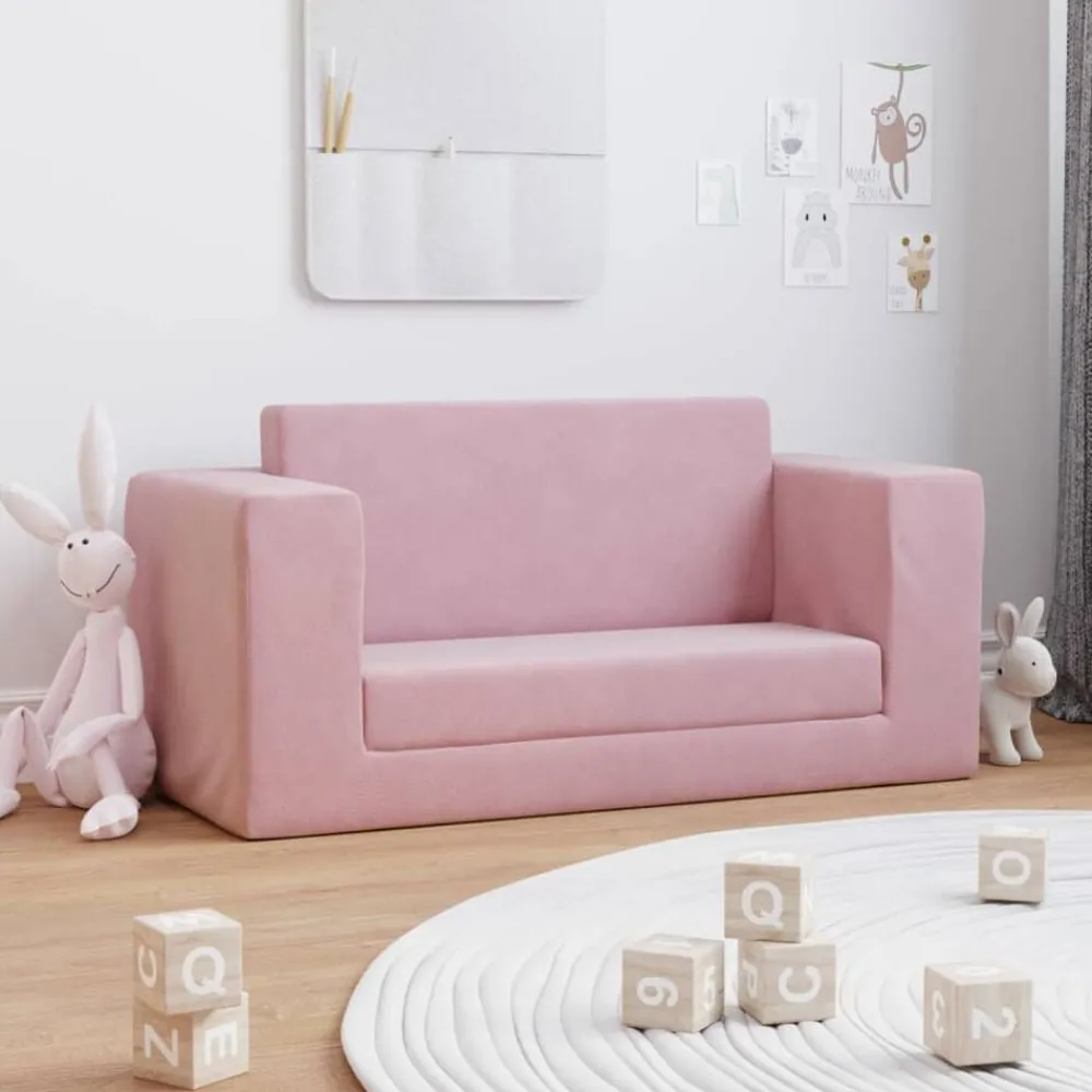 Mobilier Pour Bébés & Tout-Petits-vidaXL Canapé-lit pour enfants 2 places peluche douce Rose